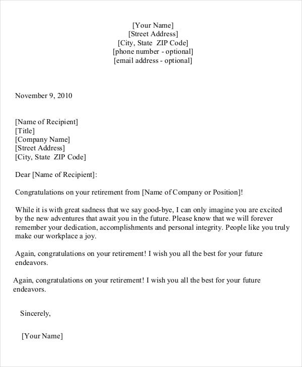 Retirement Letter